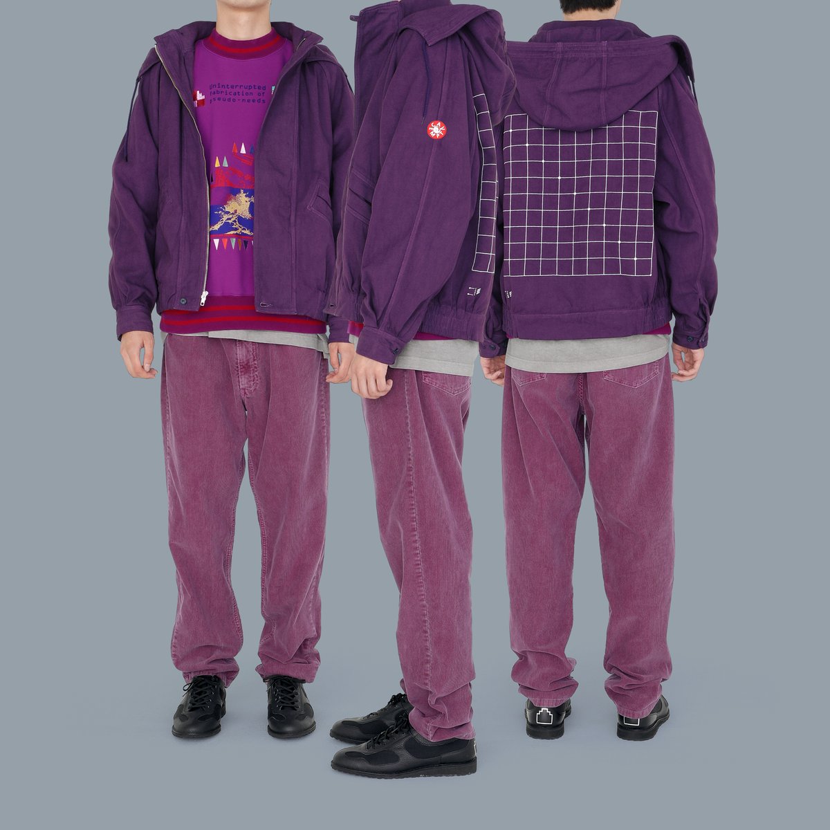 OVERDYE DETACH HOOD ZIP JACKET 1994 COLOUR CORDS PURPLE 