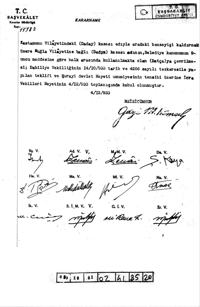 KumlukLounge's tweet photo. Datça isminin Atatürk tarafından verilmesinin belgesi. 
#datça #datca #dadya #tbt #gazimustafakemalatatürk @datcabelediyesi https://t.co/WE2GL8FCeS