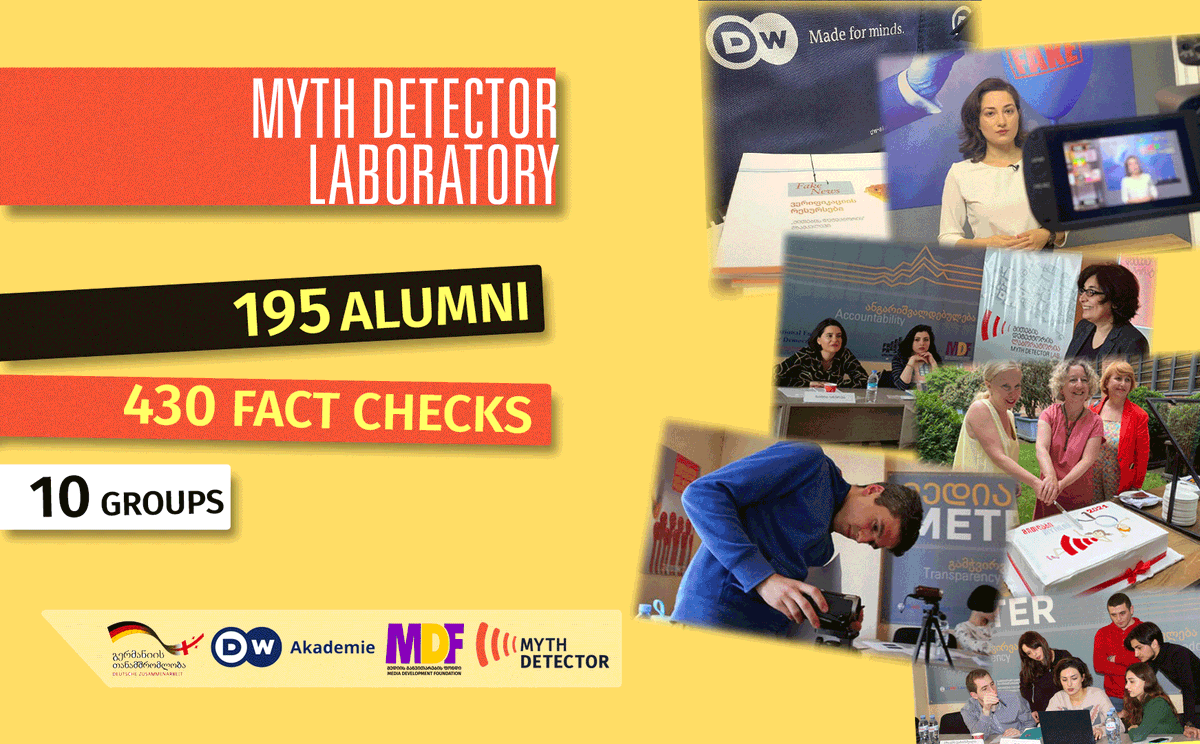 MythDetector's tweet photo. 🥳@mdfgeo & Myth Detector are celebrating #GlobalMILWeek in #Georgia, hosting a graduation ceremony for the 10th group of #MythLab students.
👉MythLab was established in 2017 w/ the support of @dw_akademie to respond to disinfo challenges by means of strengthening media literacy https://t.co/cF2Q5qMOtp