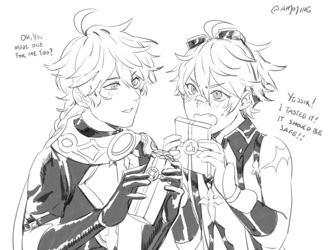 aethernett surprise valentine's day gift doodle? 🥺 - they trade chocos, expect some bonus comic (not so) soon ;> https://t.co/HAVjk4SYuS 