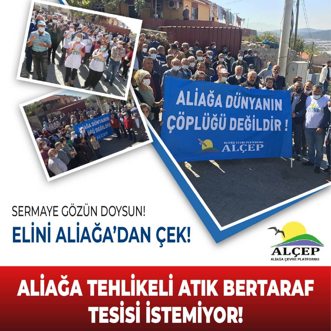 Yarın (29.10.2021) saat 20.00 da Twitter hashtag eylemimiz vardır. İlk twet ALÇEP tarafından saat 20.00 da atılacaktır. Her katılım Aliağa için çokkk önemlidir.
SERMAYE ELİNİ ALİAĞA' DAN ÇEK!