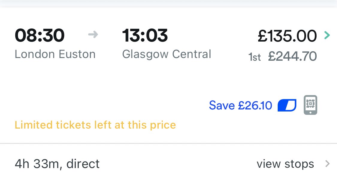 JimfromOldham's tweet photo. Travelling to Cop26 from London you’ll have two viable choices; train or plane.

🚆 Train is £135 single

✈️ Plane is £25 single

Over the last decade rail fares have rocketed by 50%. The chancellor cut domestic Air Passenger Duty, and baked in above inflation rail fare increases https://t.co/swfTaF6rUZ