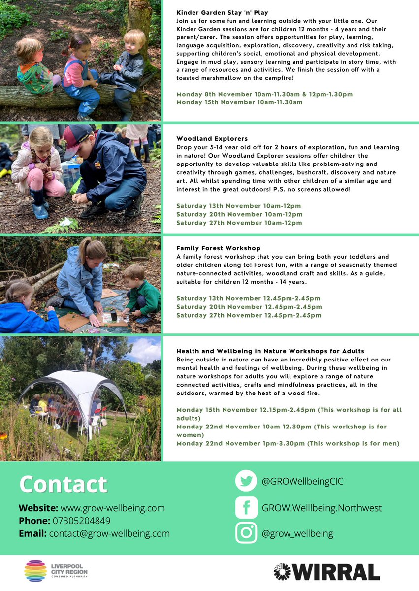 Grow-Wellbeing (@grow__wellbeing) on Twitter photo FREE Forest School and Adult Wellbeing in Nature Sessions this November! Do you live in Liscard or the surrounding area? We are offering free Forest School sessions this Autumn funded by <a href="/WirralCouncil/">Wirral Council</a>. To book a session email contact@grow-wellbeing.com for a booking form FREE Forest School and Adult Wellbeing in Nature Sessions this November! Do you live in Liscard or the surrounding area? We are offering free Forest School sessions this Autumn funded by <a href="/WirralCouncil/">Wirral Council</a>. To book a session email contact@grow-wellbeing.com for a booking form