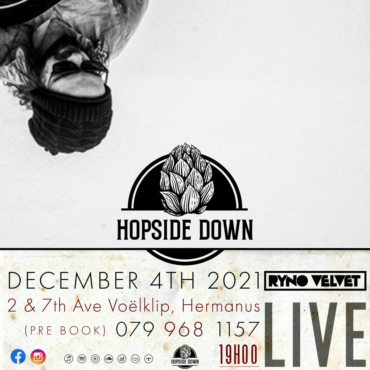 rynovelvet's tweet photo. Baie opgewonde om aan te kondig ons maak weer n draai in HERMANUS die 4de Desember by @hopside_down Vang ons van 19H00 af in Voëlklip #hermanus en laat die wonderlike mense van #hopsidedown na jou omsien soos hulle weet hoe. Bespreekings is welkom om seker te maak jy het jou plek https://t.co/7trlJWDU5n