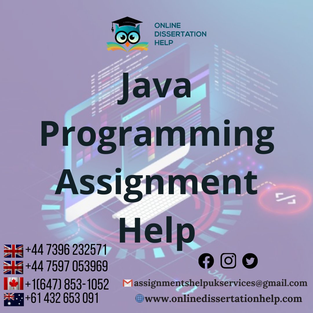 Dissertation003's tweet image. Be confident! Because you choose our online java assignment help services. We firmly uphold our promises and never compromise on quality.
Order tour task Now.
#javaassignment #javahomeworkhelp #onlinejavahelp #assignmenthelp #javaprogramminghelp #onlinejavaprogramminghelp