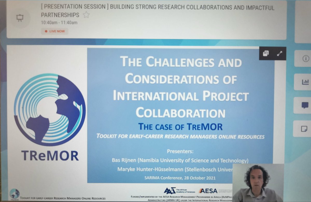 carynmcnamara's tweet photo. SADC group leader, Bas Rijnen, presents #challenges and #considerations in developing an early-career #ResearchManagement toolkit, in a global North-South #partnership.

@TReMORProject was funded by @AASciences and @arma_uk. https://t.co/vfDCHTz1RV