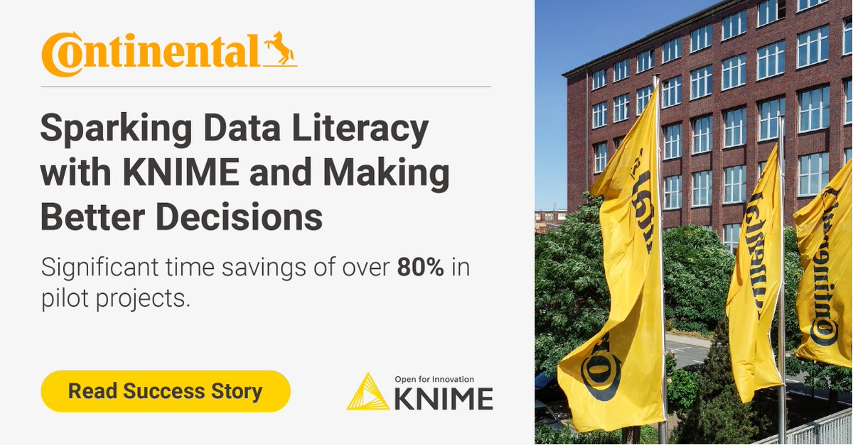 KNIME (@knime) on Twitter photo “Since rolling out #KNIME at <a href="/Continental/">Continental</a>, we’re making better decisions, everywhere,” says Arne Beckhaus. Read how #KNIME has helped Continental take better decisions, gain more insights, and contributed to its huge resource savings. bit.ly/36J7yjR “Since rolling out #KNIME at <a href="/Continental/">Continental</a>, we’re making better decisions, everywhere,” says Arne Beckhaus. Read how #KNIME has helped Continental take better decisions, gain more insights, and contributed to its huge resource savings. bit.ly/36J7yjR