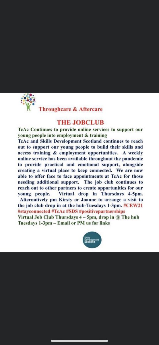Enjoying the virtual Job Club and excited that we are able to start offering appointments again at the hub 🥰 remember you still need to book in advance though