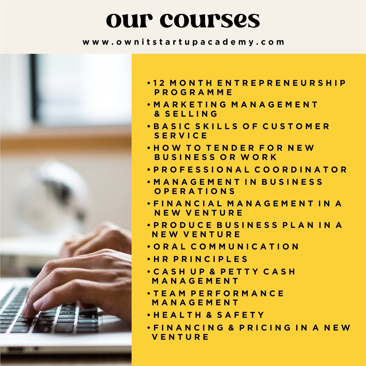 Ownitacademy's tweet photo. If you are a company that would like to empower their staff or if you would like to take up any of our new accredited short courses please contact us or visit our website for more information. Let's #OWNIT #skillsdevelopment #entrepreneurship #southafrica #economicempowerment https://t.co/5dAHsaomba