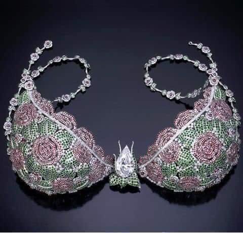 AdewumiCollins's tweet photo. This is “Heavenly Star Bra”. It is covered in star-shaped diamond patterns and a 90-carat emerald cut diamond as its centrepiece, worth $12.5million. 

The “Very Sexy Fantasy Bra” set with diamonds, worth $11million.

The lord is good https://t.co/UGS0LLaUt5