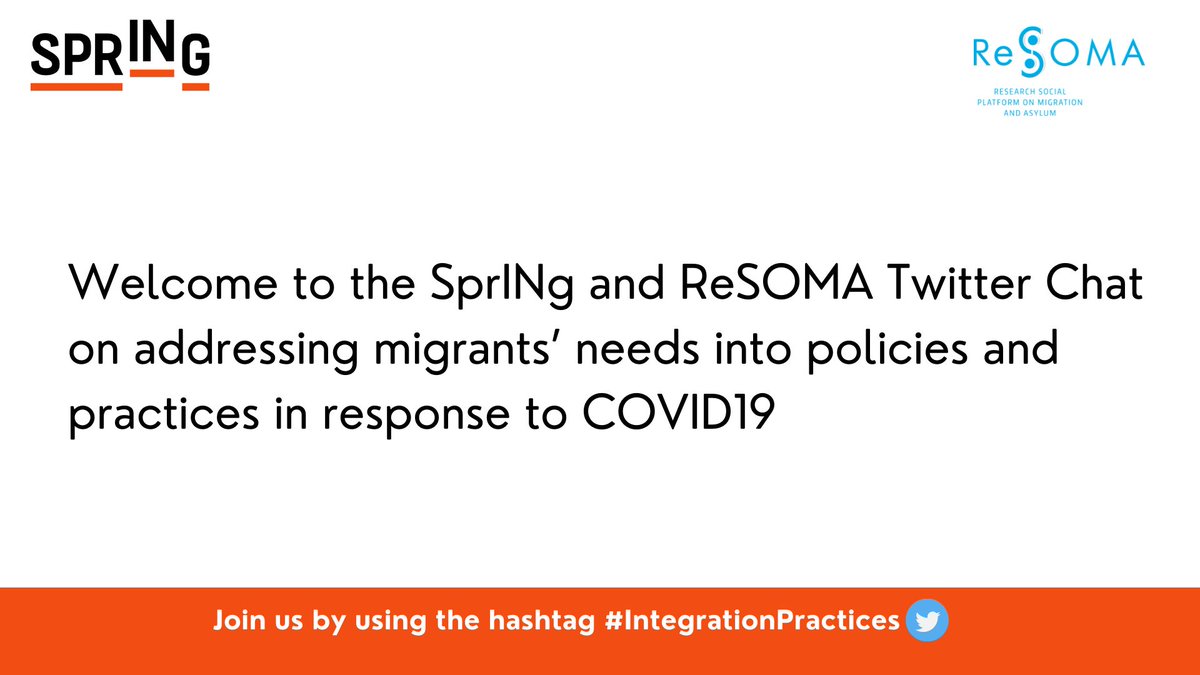 H2020_sprINg's tweet image. Welcome to the SprINg and ReSOMA Twitter Chat on addressing migrants’ needs into policies and practices in response to COVID19. The event is hosted by #SprINg, a platform on the identification of sustainable and successful integration practices. #IntegrationPractices