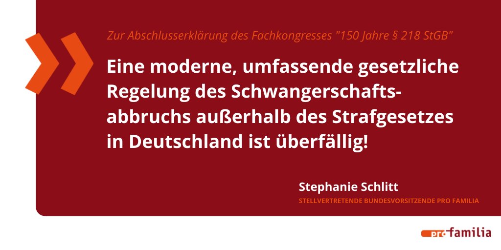 Die Abschlusserklärung des <a href="/218kongress/">218kongress</a> hat breite Unterstützung gefunden: Gemeinsam mit 100 weiteren Organisationen und über 600 Einzelpersonen appellieren wir an die Politik, den #Schwangerschaftsabbruch endlich menschenrechtskonform neu zu regeln!
profamilia.de/ueber-pro-fami…