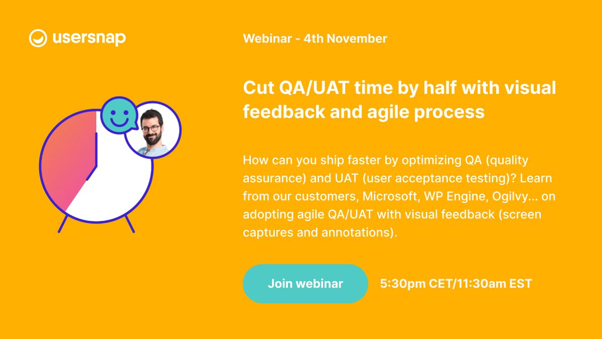 Is feedback during QA and UAT the blocker for you to ship features faster? 😳 In this webinar we'll share examples of how leading companies use visual feedback tools and agile testing processes to save more than 50% time 👉 buff.ly/2X6LA8X