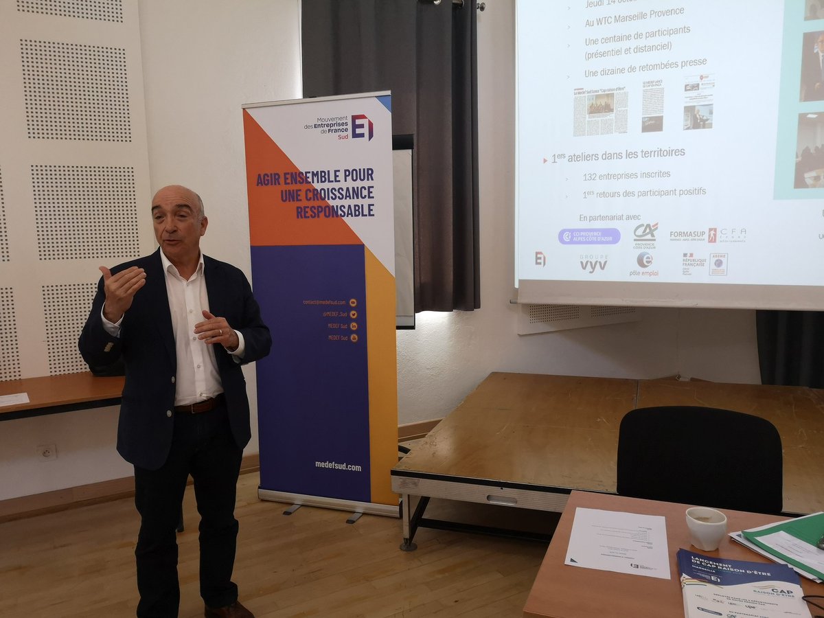 MEDEF_Sud's tweet photo. CA @MEDEF_Sud | Point sur le lancement de l'opération #CapRaisondEtre2021 soutenue par nos partenaires @cci_paca, @credit_agri_PCA, #Formasup PACA, @Groupe_VYV, @poleemploi_paca et @ademe
👉 retours très positifs après les 1ers ateliers !
#AgirEnsemblePourUneCroissanceResponsable https://t.co/3eqgU2ECcR