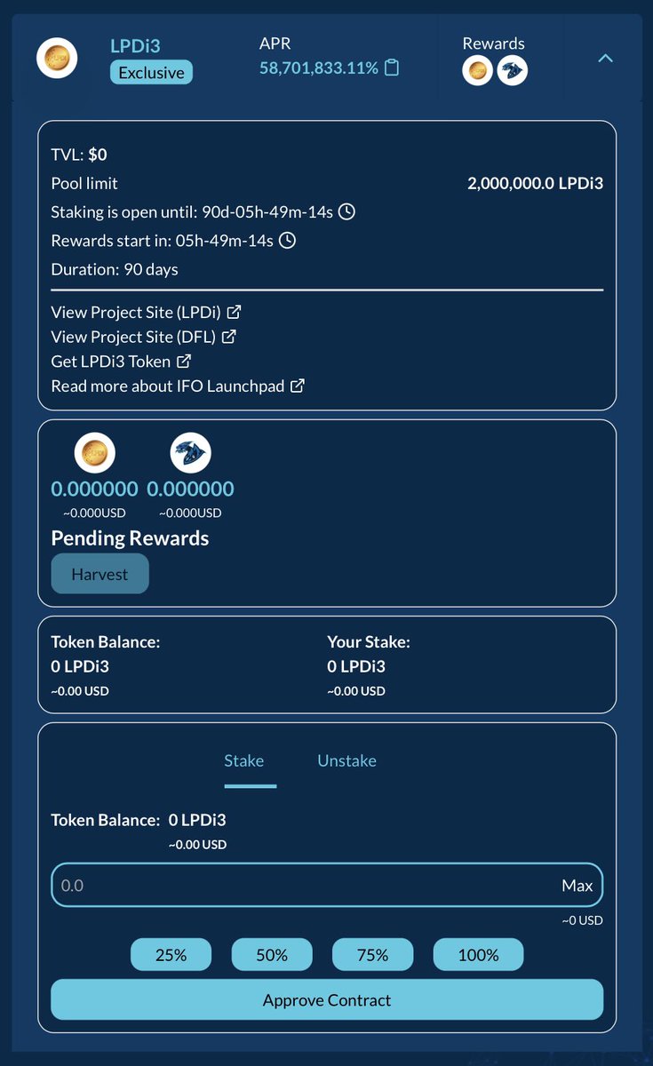 LPDiToken's tweet image. New FARM Announcement ⛳️ 
[KRC] Stake LPDi3 = Earn DFL + LPDi
DFL and LPDi3 are both very hot tokens with long-term potential, along with APR of more than 500%
🏌🏻‍♂️🏌🏻‍♂️🏌🏻‍♂️
Join now:defily.io/#/castles
#Defily #LPDi #CitiGolf #KardiaChain
