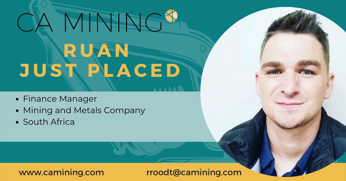 CAGlobal_Jobs's tweet photo. ๐ค Just Placed! Well done Ruan Roodt! He assisted his client - a diversified multinational #MiningAndMetals recovery business - with placing a Finance Manager at their SA business unit. Onwards & upwards Ruan!!
#MiningPlacements #MiningJobsinSouthAfrica #MiningFinanceJobs https://t.co/PdMxE5q5FZ
