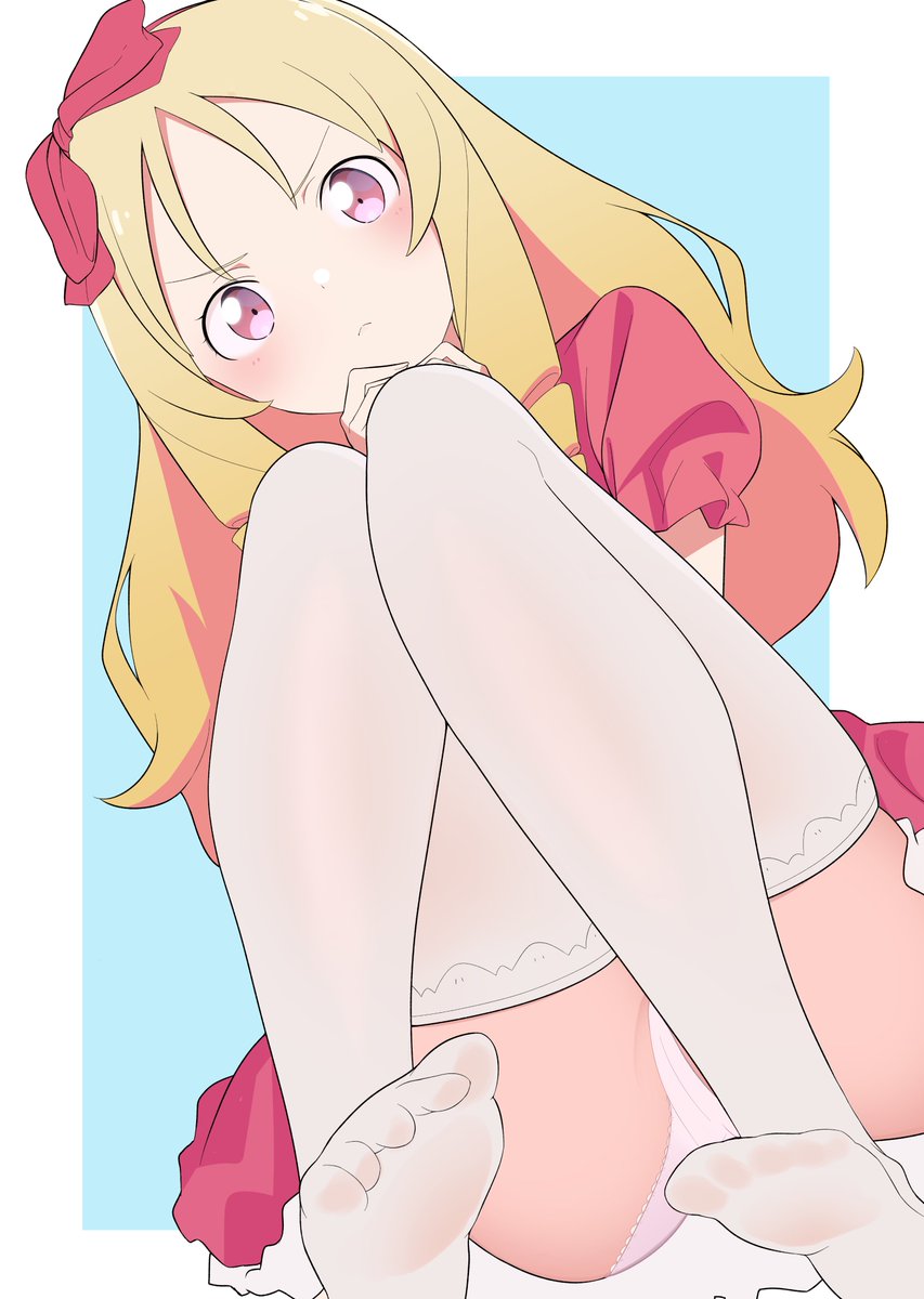 え エロマンガ先生から和泉紗霧ちゃんを描きました ふとももあいうえお なでなで Fantia始めましたのイラスト