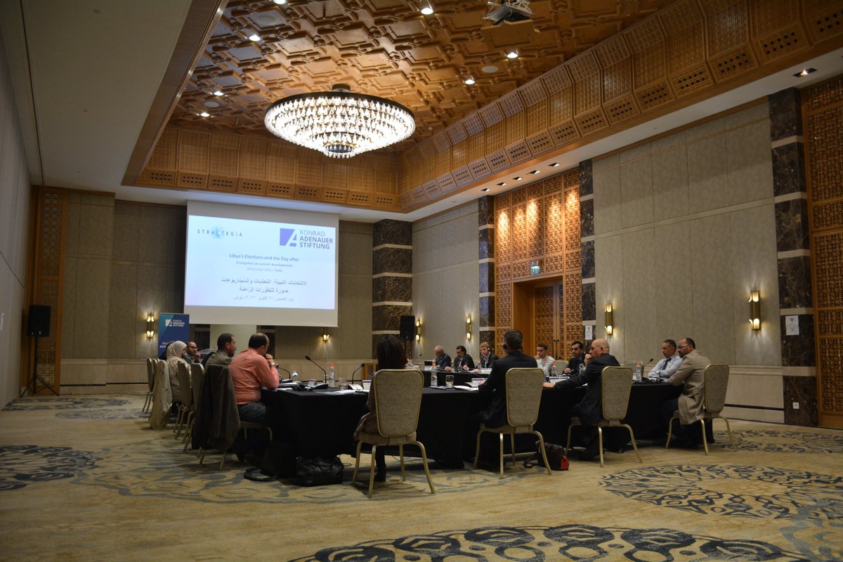 KASpoldimed's tweet photo. Today #KASPolDiMed &amp; @stractegia kicked off the "#Libya's #Elections and the Day after" meeting.
An event that brought together experts from 🇱🇾 Libya to discuss the current developments and the challenges related to the upcoming elections. https://t.co/5RaxJMc7dL