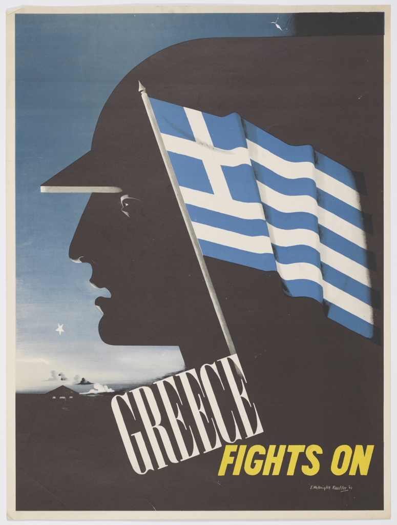 StoMouseio's tweet photo. Greece Fights On
A Poster from 1942 designed by Edward McKnight Kauffer and made for the National War Fund, Cooper Hewitt Smisthonian Design Mseum, @cooperhewitt
lithograph on paper
Gift of Mrs. E. McKnight Kauffer
#stomouseio #GreeceFightsOn #28October #CooperHewitt https://t.co/XHoesWAJMJ