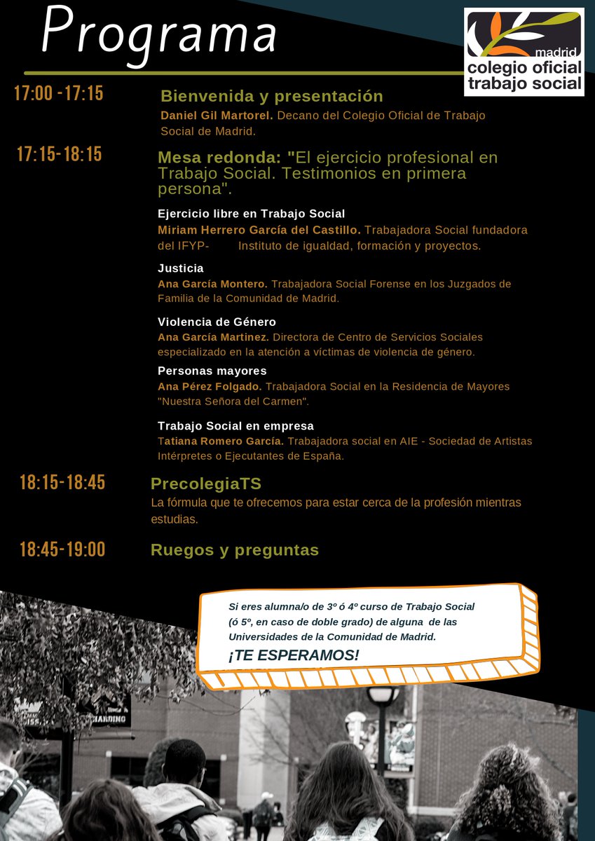 💻Ya te puedes inscribir en el webinar "¿En marcha para ser y hacer #TrabajoSocial? organizado por el <a href="/ColegioTSMadrid/">Colegio Trabajo Social Madrid</a> 
🗓️ 16 de noviembre (en horario de tarde)
📲 Inscripciones: bit.ly/3Cjvfgq