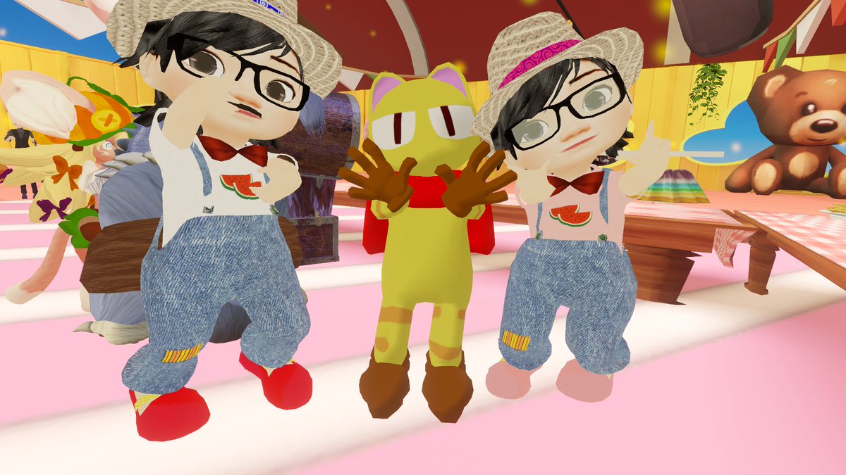 SherryJ25's tweet image. [VRの誕生日会で撮った写真] 🎂
投稿が遅れてすみません。😅
@kleava @G_PONZU_VRC @crema @nekomantle @takumi_trush @_TAKUMI928_ @sobatang1 

#スイカちゃんの誕生日
#TSKitchen #タナベ夫婦
#スイカちゃんの日記　
#VRC #VRBirthday