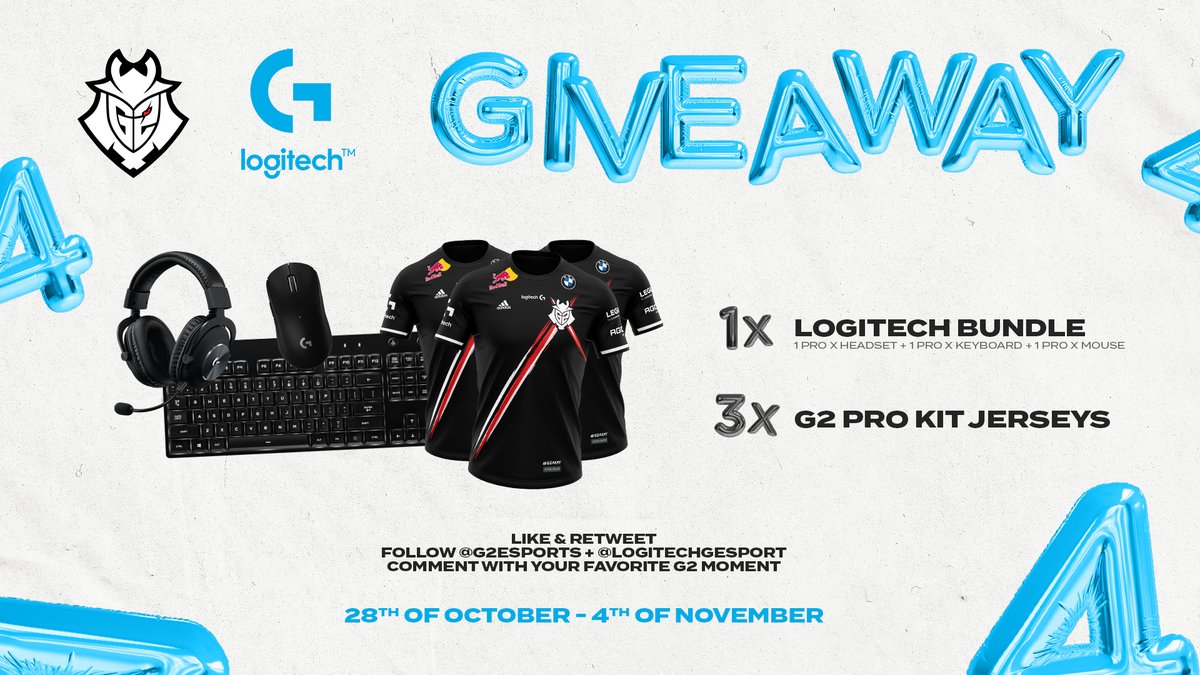 G2 Esports (@g2esports) on Twitter photo ANNIVERSARY GIVEAWAY 💙 THANKS LOGITECH G
To enter:
Follow <a href="/LogitechGesport/">Logitech G esports</a> and <a href="/G2esports/">G2 Esports</a>
❤️Like & 🔁RT
💬Comment with your favorite G2 moment ANNIVERSARY GIVEAWAY 💙 THANKS LOGITECH G
To enter:
Follow <a href="/LogitechGesport/">Logitech G esports</a> and <a href="/G2esports/">G2 Esports</a>
❤️Like & 🔁RT
💬Comment with your favorite G2 moment