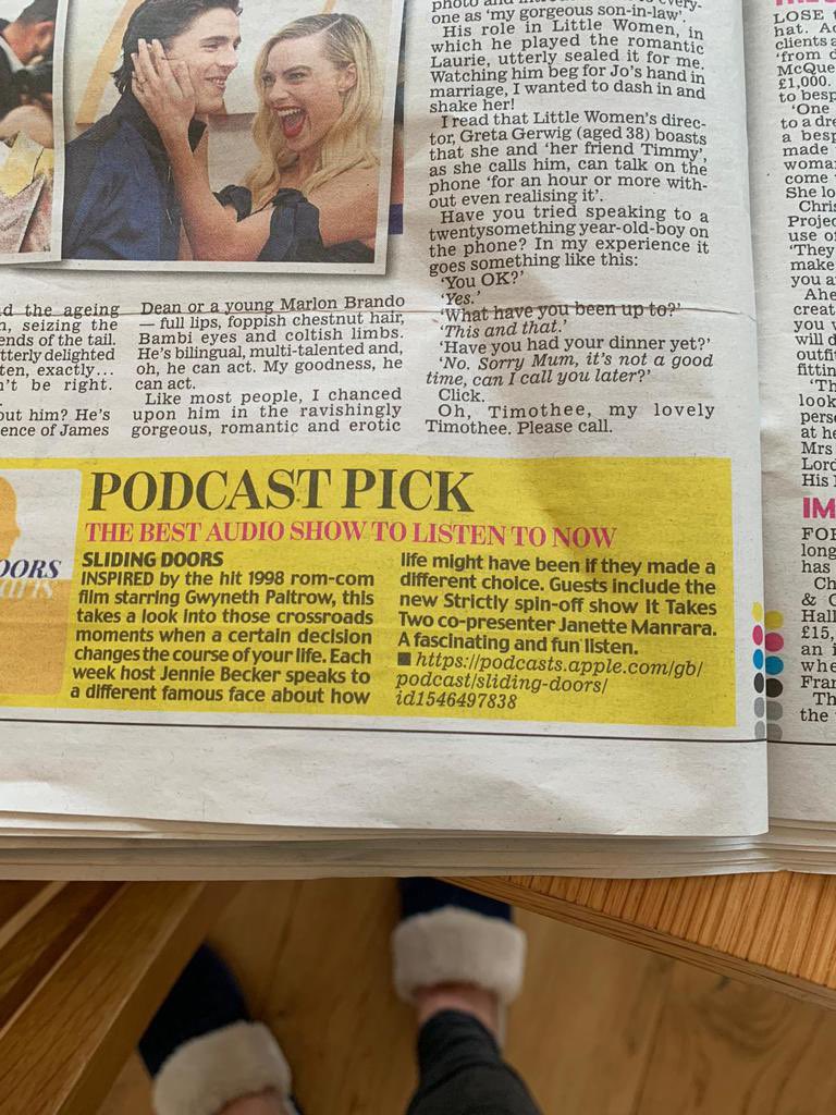 JonBecker1's tweet photo. EXTREMELY proud of Jennie Becker whose podcast is the “podcast pick” in today’s Daily Mail. Brilliant!! Well done Jen 👍👍👍👍
#slidingdoorspodcast https://t.co/jbyXy2dnY7