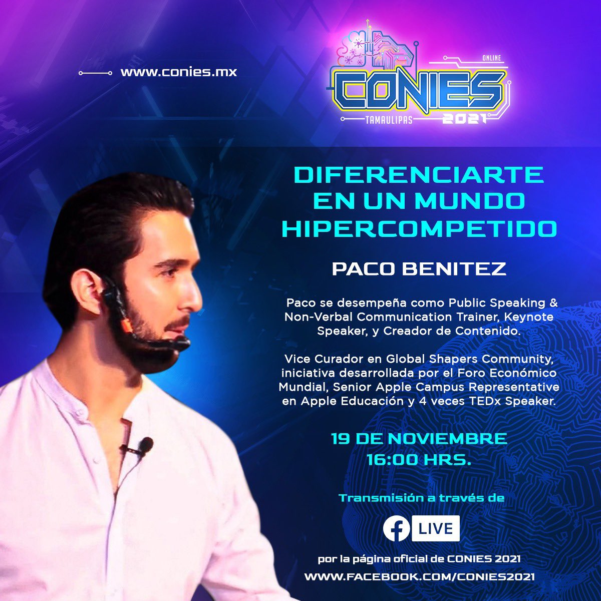 CONIES2022's tweet photo. Paco Benítez nos dará tips para diferenciarnos en un mundo hipercompetido
¡Agenda y disfruta!
🎥 Transmisión a través de Facebook live por la página oficial de CONIES 2021 https://t.co/D3FKWr1ckV
#CONIES #CONIES2021 #UTyPs #convocatoriaabierta #proyectosocial #emprendimiento https://t.co/eVfjv2j9AS