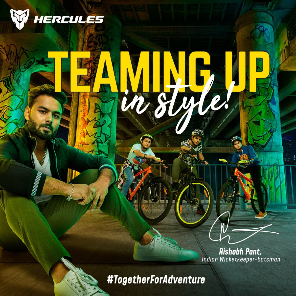 RishabhPant17's tweet photo. I am excited to announce my partnership with Hercules, a brand that has played an important role in the lives of young boys. Cycling was a crucial part of my childhood and I can't wait to educate and encourage young boys towards adventure.

#HerculesCycles #TogetherForAdventure https://t.co/JD2ly3jbs4