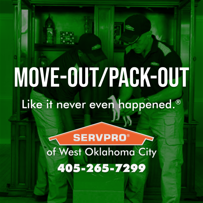 servprowestokc's tweet photo. If your home requires extensive restoration or cleaning, SERVPRO of West Oklahoma City can conduct an organized, efficient move-out of the affected area. #SERVPRO #Contents #PackOut #PackBack https://t.co/jrnnm3ENux