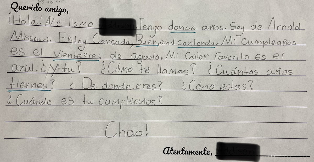 SraWhyman's tweet photo. THIS is the power of #CI 🙌🏼 After just 8 weeks, my Ss were able to write pen pal letters without using notes 🔥 ¡Son increíbles! @FoxMiddleSchool https://t.co/7b97XSMFEh