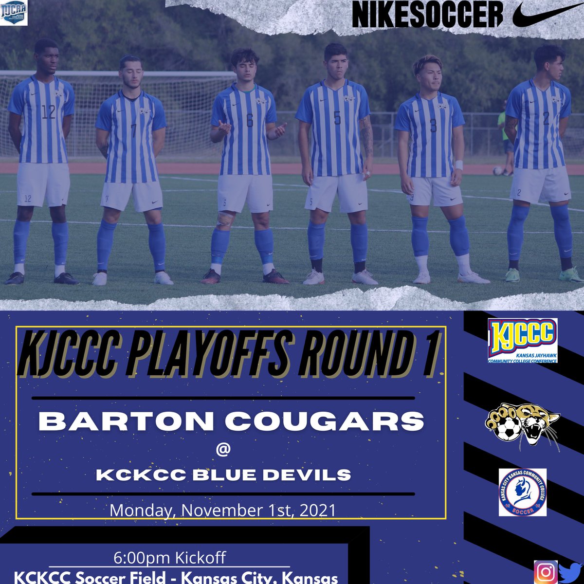 🚨PLAYOFFS NEWS🚨
The regular season is over &amp; the KJCCC Playoffs are here - it’s win or go home! 

Our Barton Cougars will travel to Kansas City, KS to take on KCKCC on Monday, Nov. 1st at 6:00pm. 

Livestream info available closer to Monday, stay tuned for more!

#FAMILY