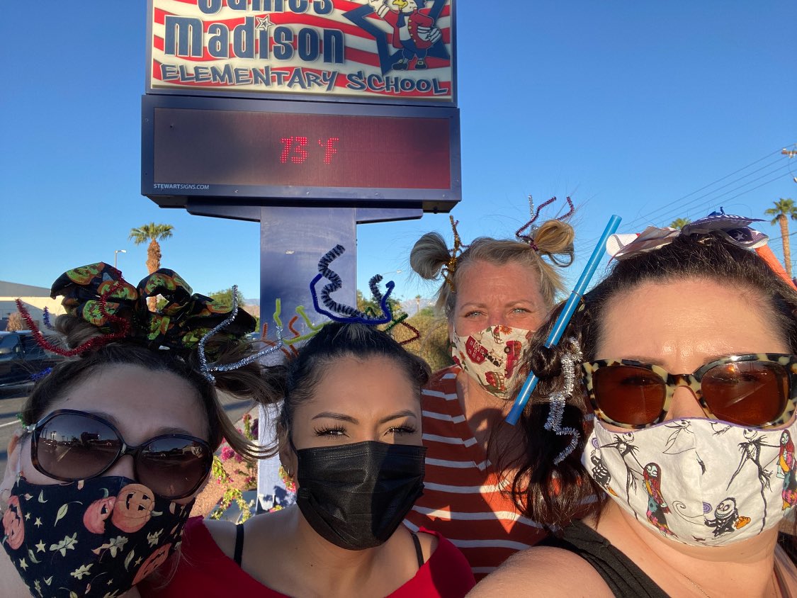 Mad_Patriots's tweet photo. Don’t go crazy for drugs! Madison Patriots are celebrating Red Ribbon Week with crazy hair day! #PatriotPROUD #DSUSDPride @DesertSandsUSD https://t.co/eHAd3SwF9m
