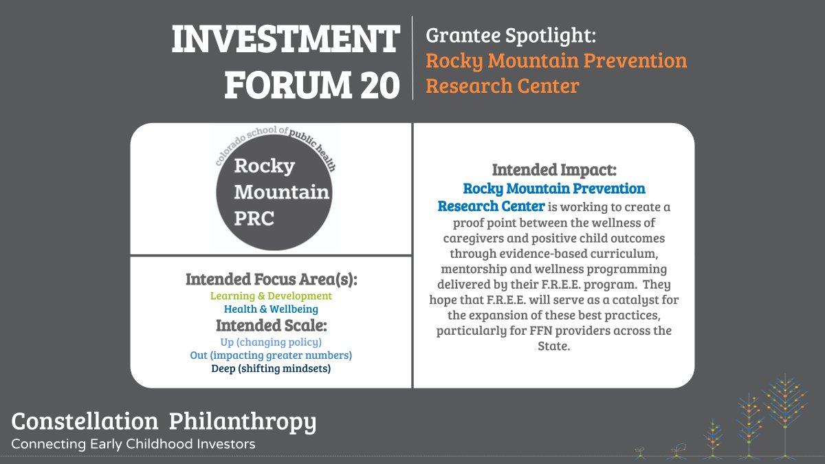 IF20 Grantee: <a href="/RMPRC/">Rocky Mountain Prevention Research Center</a> through evidence-based programming, mentorship and wellness programming is working to create a proof point between the wellness of caregivers and positive child outcomes in the San Luis Valley via their F.R.E.E. program!