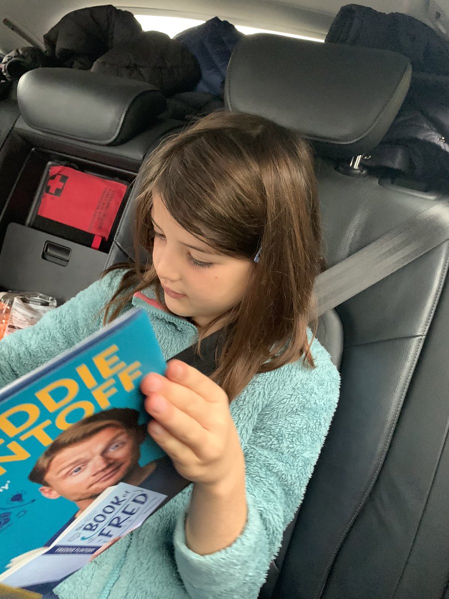 DebsMcWilliams's tweet photo. @flintoff11 when you’re on a long journey &amp; your daughter has to do her reading homework but the only book you have is the new Book of Fred. https://t.co/ohysazhzzQ