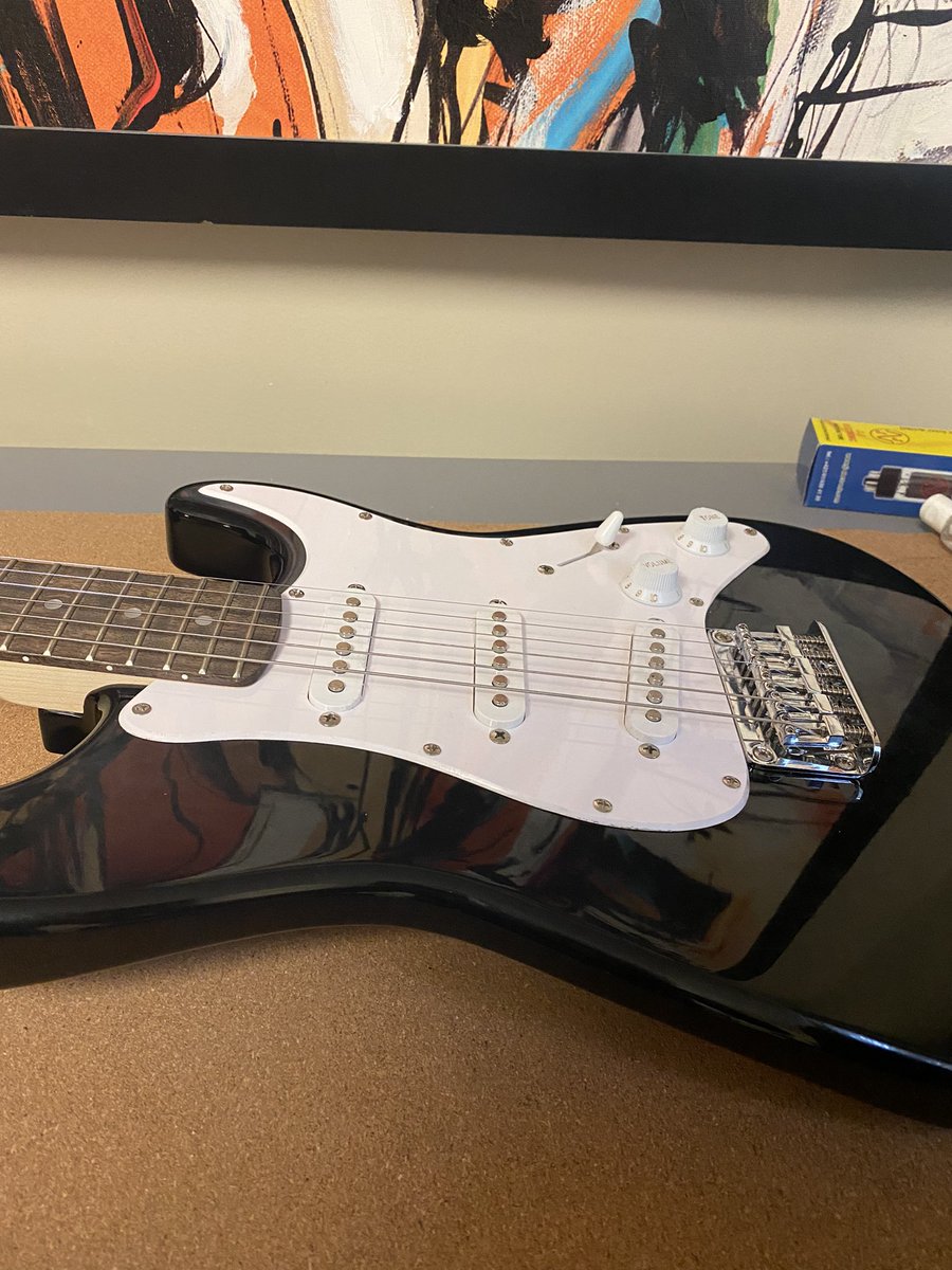 YourMusicExp's tweet photo. Restring mini Squier for new student! Getting the strings through the saddles on these guitars is tricky. 👍 https://t.co/3M1TLqbnmr