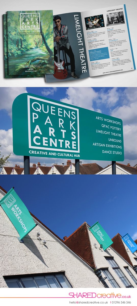 A brand refresh for #TheQueensParkArtsCentre Aylesbury. Items we #designed; a new 28 page #events brochure, new car park signs along with venue flags. From one off projects to a total #redesign of your entire #marketing materials, we take care of it all.