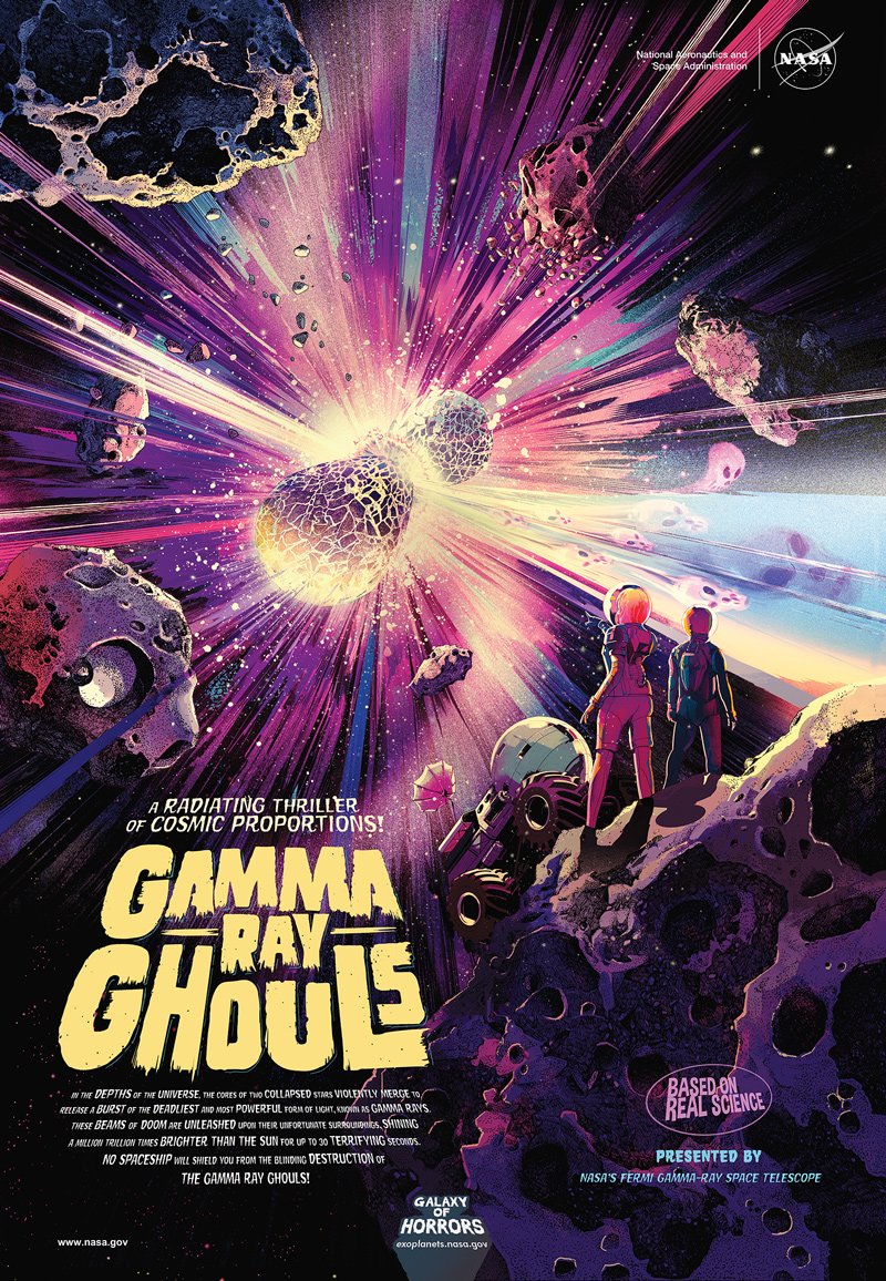 astropierre's tweet photo. Ne passez SURTOUT PAS à côté des extraordinaires poster rétro que la @NASA a édité pour Halloween.

Ils sont juste somp-tu-eux ! 

(et en téléchargement libre et haute définition ici : https://t.co/PGEVM41iVc) https://t.co/nhPx7CK31A