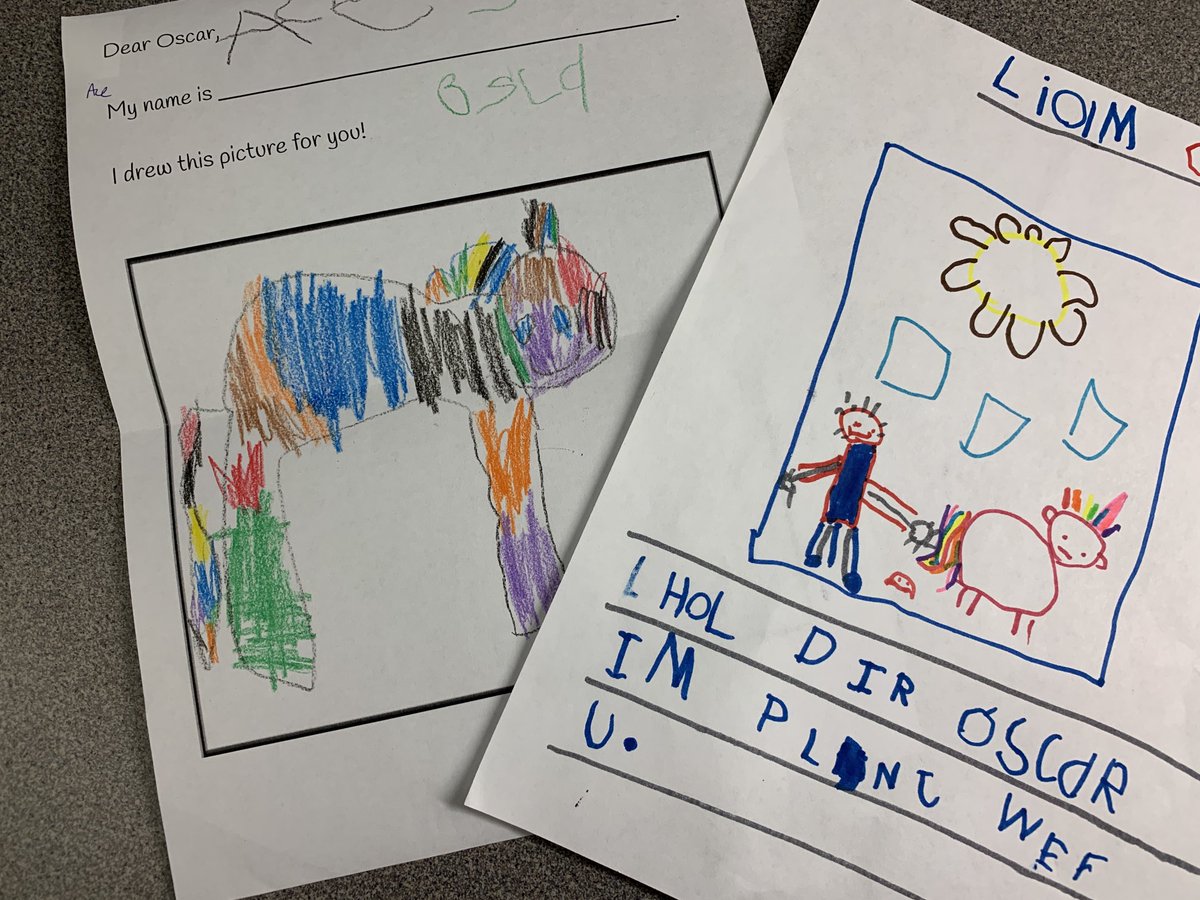 Oscar the Unicorn has found a new home at Lawson! He’s promised not to eat the library books! The kids are writing letters and placing them in the Magic Mailbox. ⁦<a href="/DoodleDyson/">Nikki Dyson</a>⁩ ⁦@LouCarter240⁩ MyMISD #LearningIsMagical