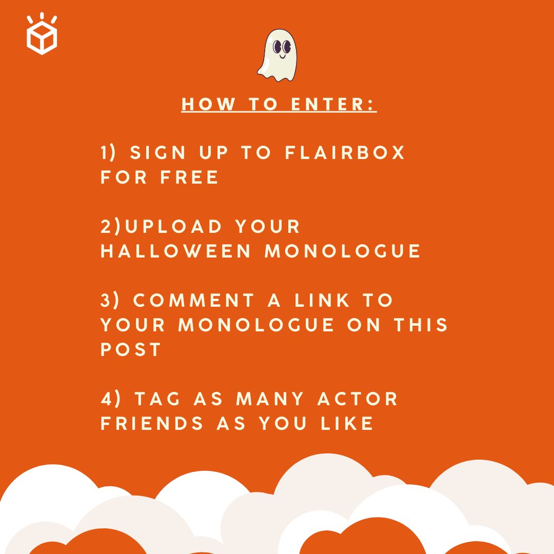 FlairBoxCo's tweet photo. Scene Share IS BACK 🎃 👻 

The winner gets: a 1-1 with Fran Cattaneo - Heather Basten’s Assistant, 2x tickets to The Woman in Black, A self-tape kit worth over £100 AND a year of FlairBox premium. PLUS 2 runner up prizes up for grabs 🎊 

Monologues here: https://t.co/CWwO99j70e https://t.co/rtjI2fRusB