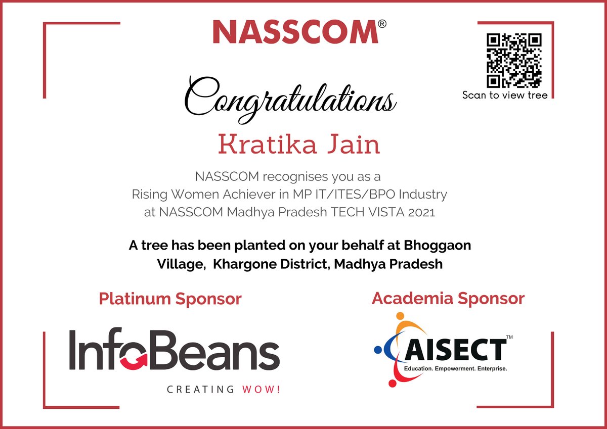 PataaApp's tweet image. There is no greater feeling than seeing your hard work pay off. Our very own Kratika Jain has been recognized as &apos;Rising Women Achiever&apos; in the MP IT industry at NASSCOM, Madhya Pradesh for her sheer hard work and dedication
@nasscom @NASSCOMfdn #nasscom #pataa #addressmadesimple