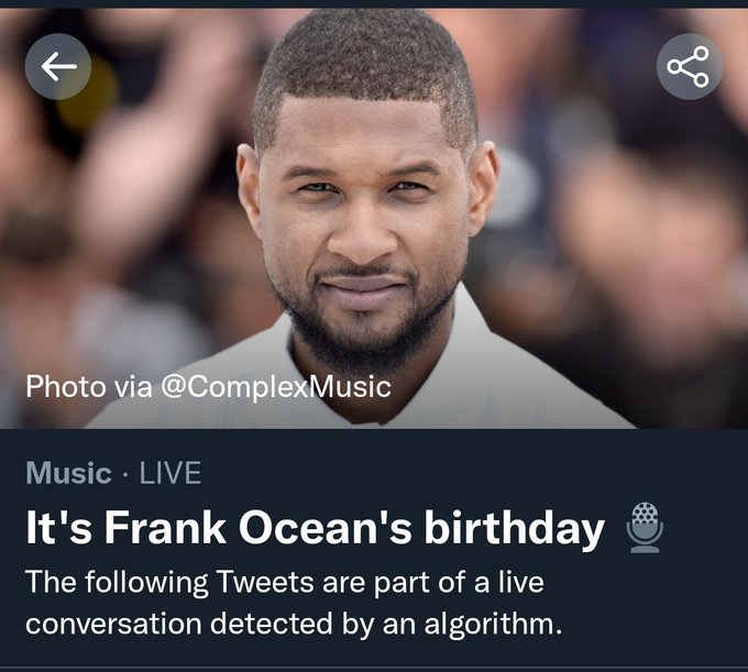 Happy Birthday Frank Ocean! In another life you\d have made a terrific Usher impersonator according to message. 