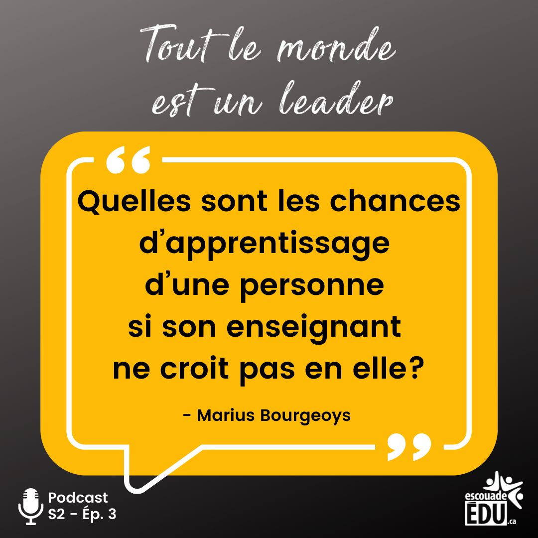 Quelles sont les chances d’apprentissage d’une personne si son enseignant ne croit pas en elle? 
J'aborde la question dans cet épisode en toute intimité. 
Bonne écoute! 
buff.ly/3vijm7K
 #TLME1L #leadped #eduqc