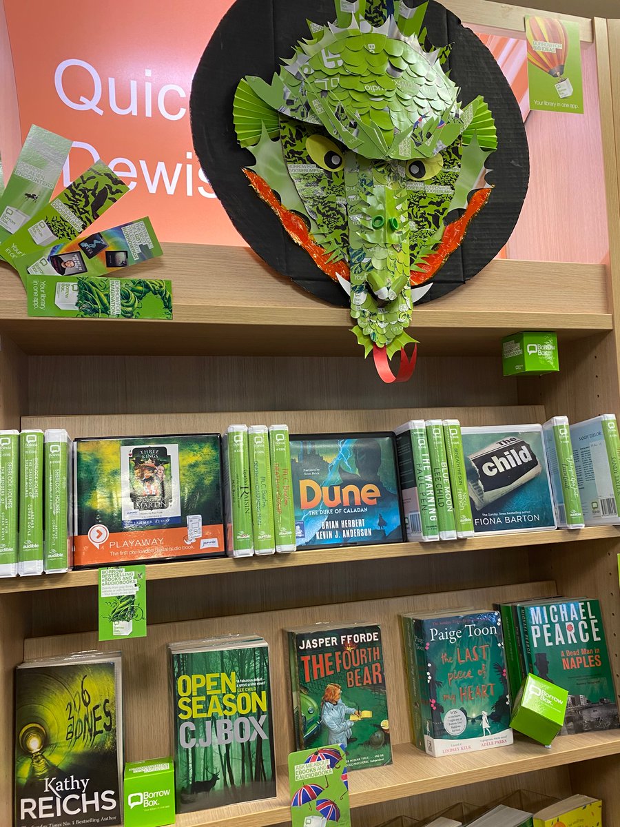 Discovermore's tweet photo. Have you spied our Borrowbox Green dragon at Swansea Central Library? 

https://t.co/iq410DECQB

#BorrowBoxBranchDisplay #SharetheChange

@BorrowBox https://t.co/xQqBBhuMuf
