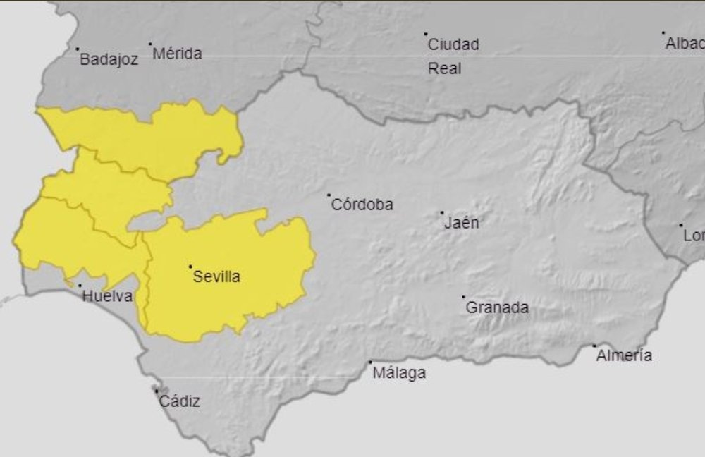 🌧️ Llegan los primeros avisos del cambio de tiempo: nivel amarillo por #lluvias para las provincias de #Huelva y #Sevilla a partir de mañana viernes

➡️ Más información en la web de <a href="/AEMET_Andalucia/">AEMET_Andalucía</a> aemet.es/es/eltiempo/pr…