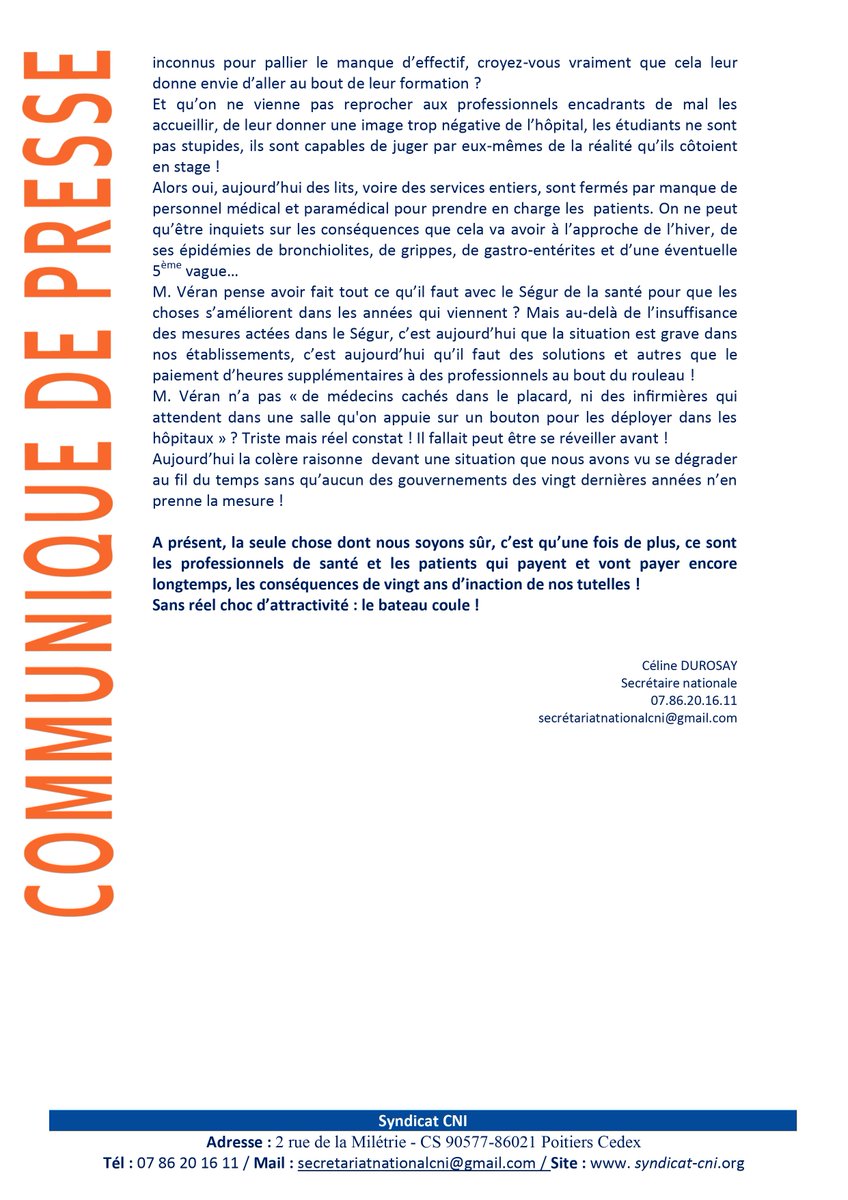 Monsieur le ministre, qu'en pensez-vous ? <a href="/olivierveran/">Olivier Véran</a> 

syndicat-cni.org/actualites/h%C…