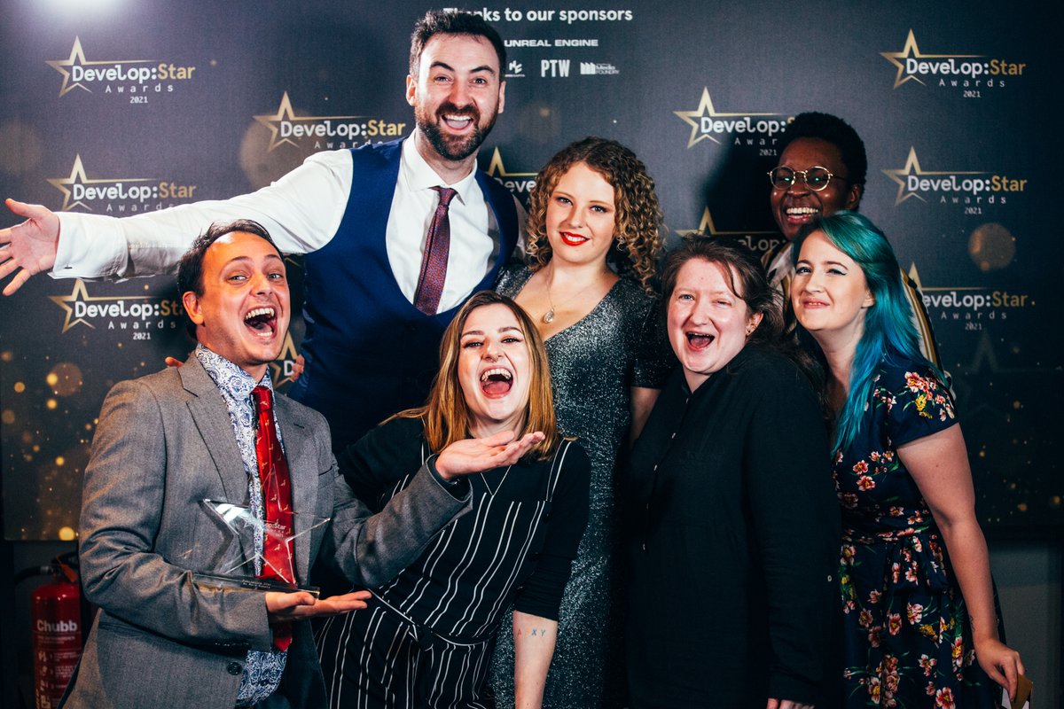 developconf's tweet image. Congrats to everyone at @nomorerobotshq for their Publishing Star win at the Develop:Star Awards, and for the biggest celebration of the night! What a moment! #DevelopConf