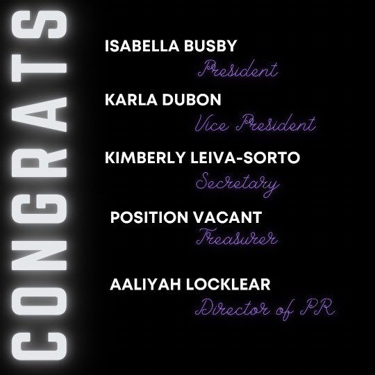 Congrats to all of our new Junior class representatives!!!!