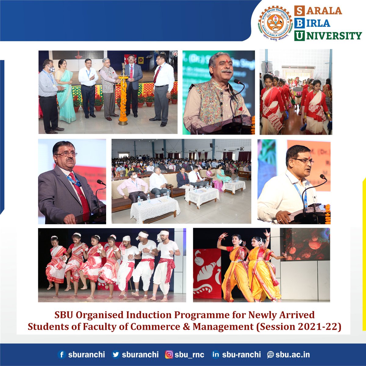 sburanchi's tweet photo. Sarala Birla University, Ranchi proudly organised Induction Programme for newly admitted students of Faculty of Commerce &amp; Management on 28th October, 2021.
#SBU #sburanchi #InductionProgramme #Invitation #FreshersProgramme https://t.co/2atzBWfTD4