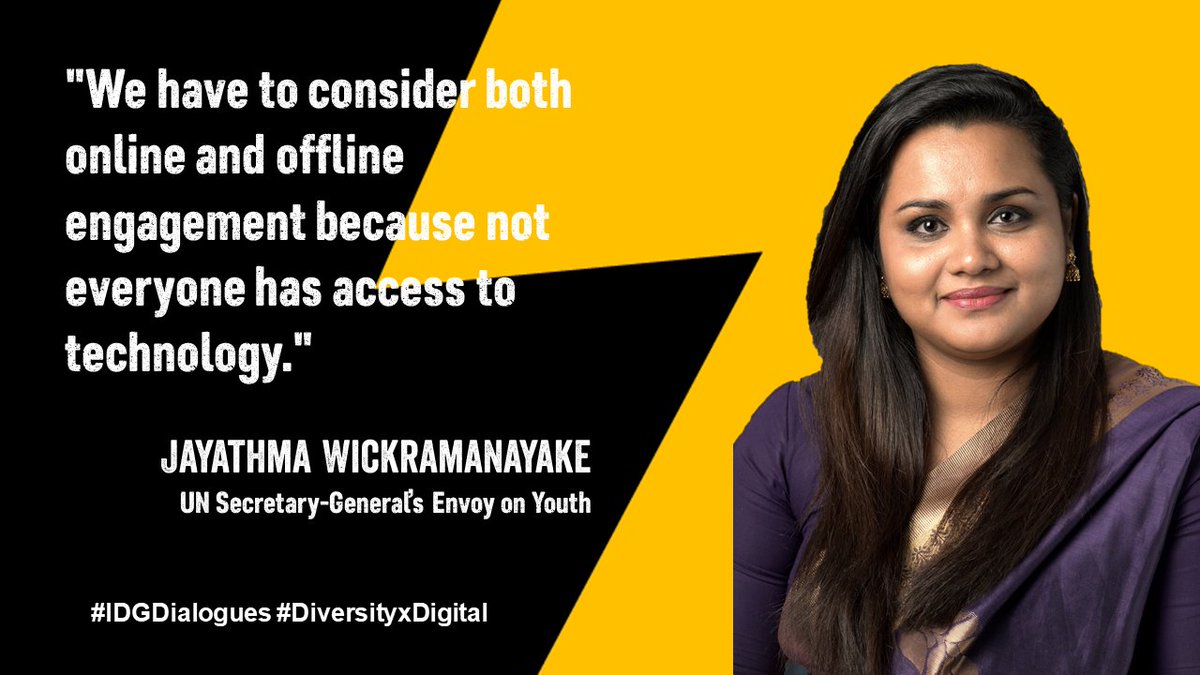 PlanUNGeneva's tweet photo. In case you missed it, here is a highlight from Jayathma Wickramanayake @UNYouthEnvoy in one of our #IDGDialogues 

Click this link to watch the dialogue! 👉 
https://t.co/oWCQ5RLpUA

#FreeToBeOnline #DiversityXDigital #IDG2021 #DayOfTheGirl https://t.co/l2fsfjms8H